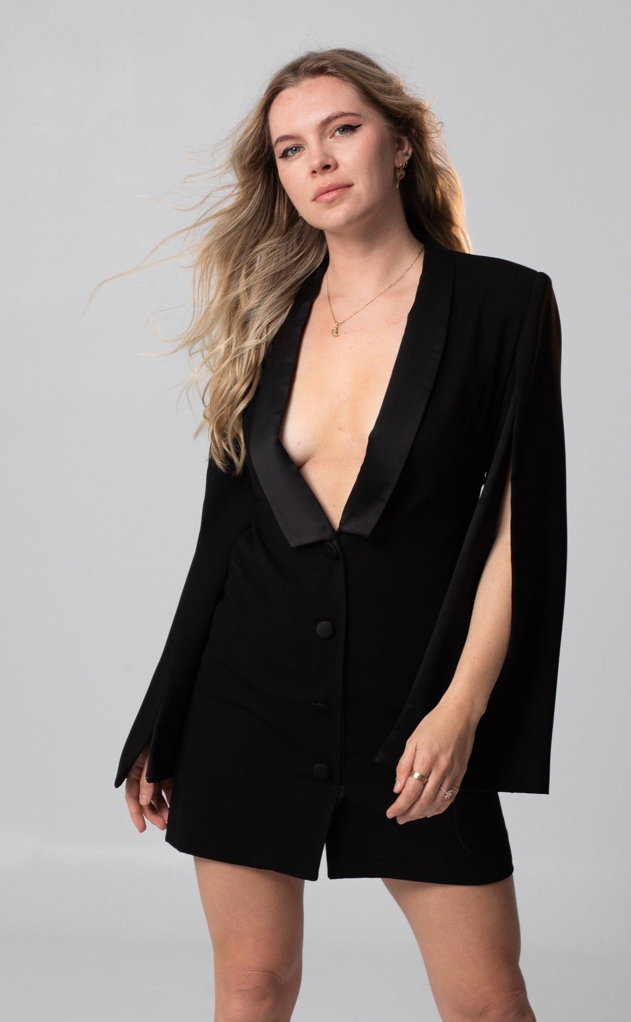 MEGHAN BLACK TUXEDO DRESS