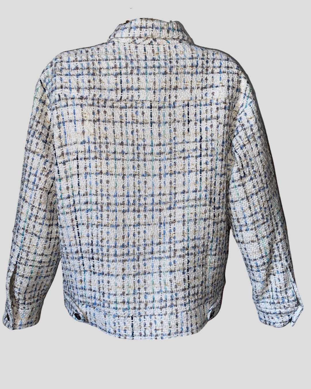 STELLA WHITE & BLUE OVERSIZED TWEED JACKET