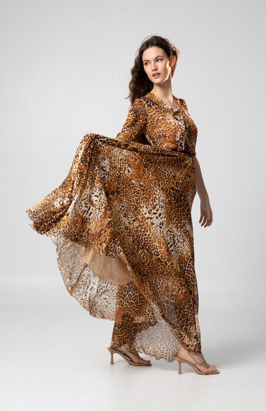 LA SIRENE LONG ANIMAL PRINT DRESS