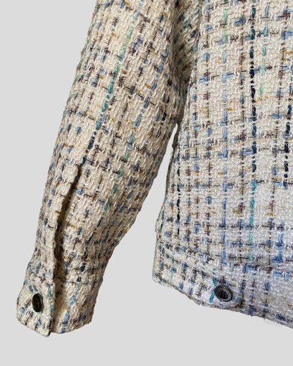 STELLA WHITE & BLUE OVERSIZED TWEED JACKET