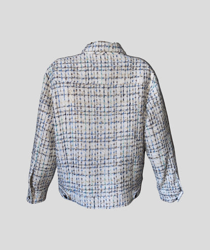 STELLA WHITE & BLUE OVERSIZED TWEED JACKET