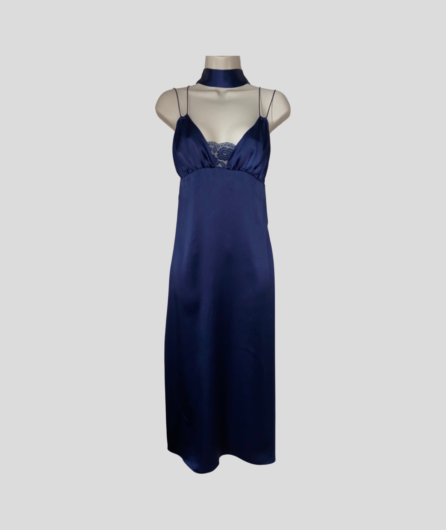 SKY NAVY SILK DRESS