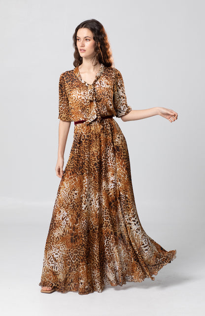 LA SIRENE LONG ANIMAL PRINT DRESS