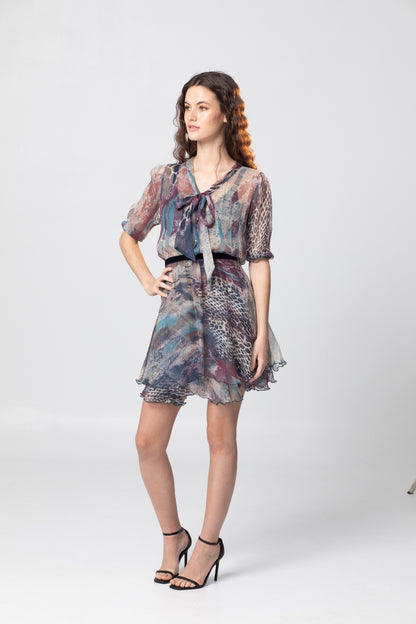 LULU SILK CHIFFON COCKTAIL DRESS