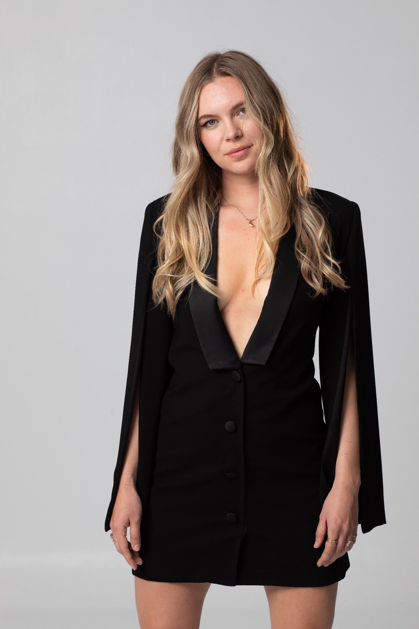 MEGHAN BLACK TUXEDO DRESS